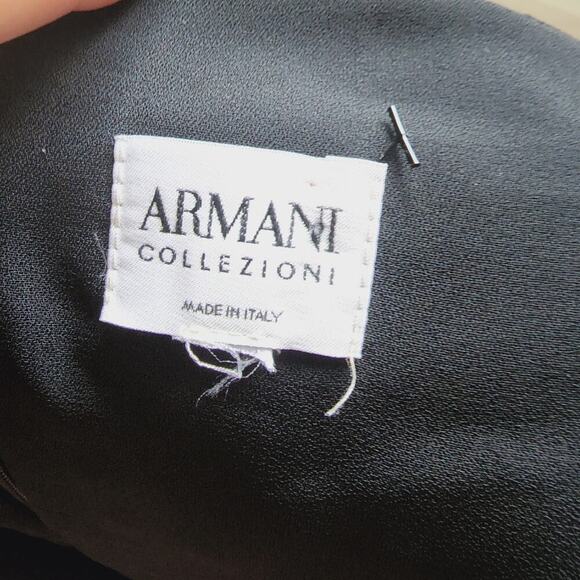 ARMANI COLLEZIONI BLACK V NECK LINED CAP SLEEVE RUFFLE DRESS SIZE M/L - Picture 7 of 7